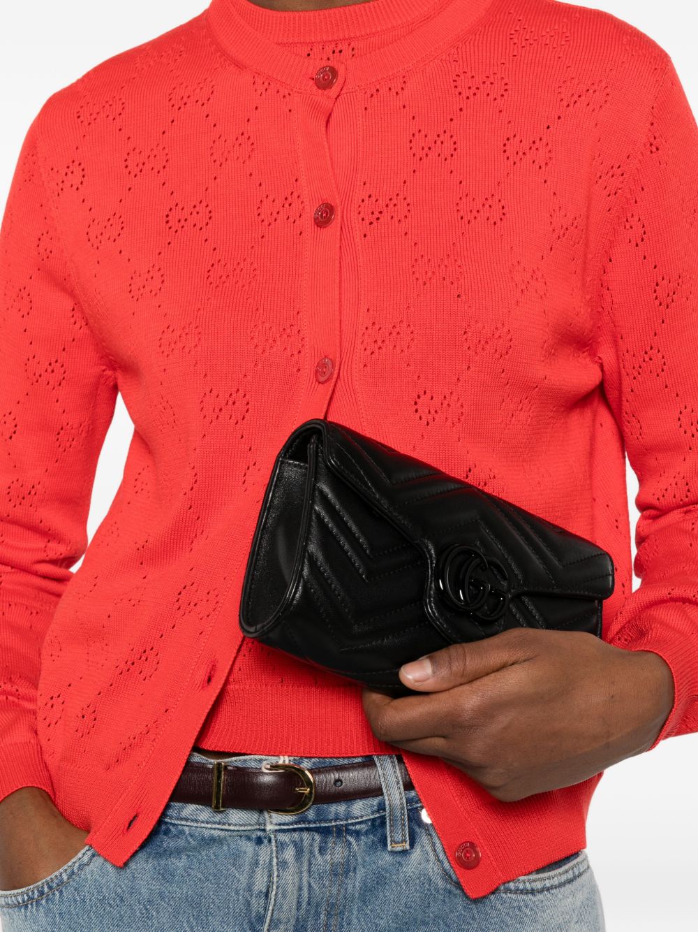 Gucci Women Gg Marmont Leather Wallet On Chain