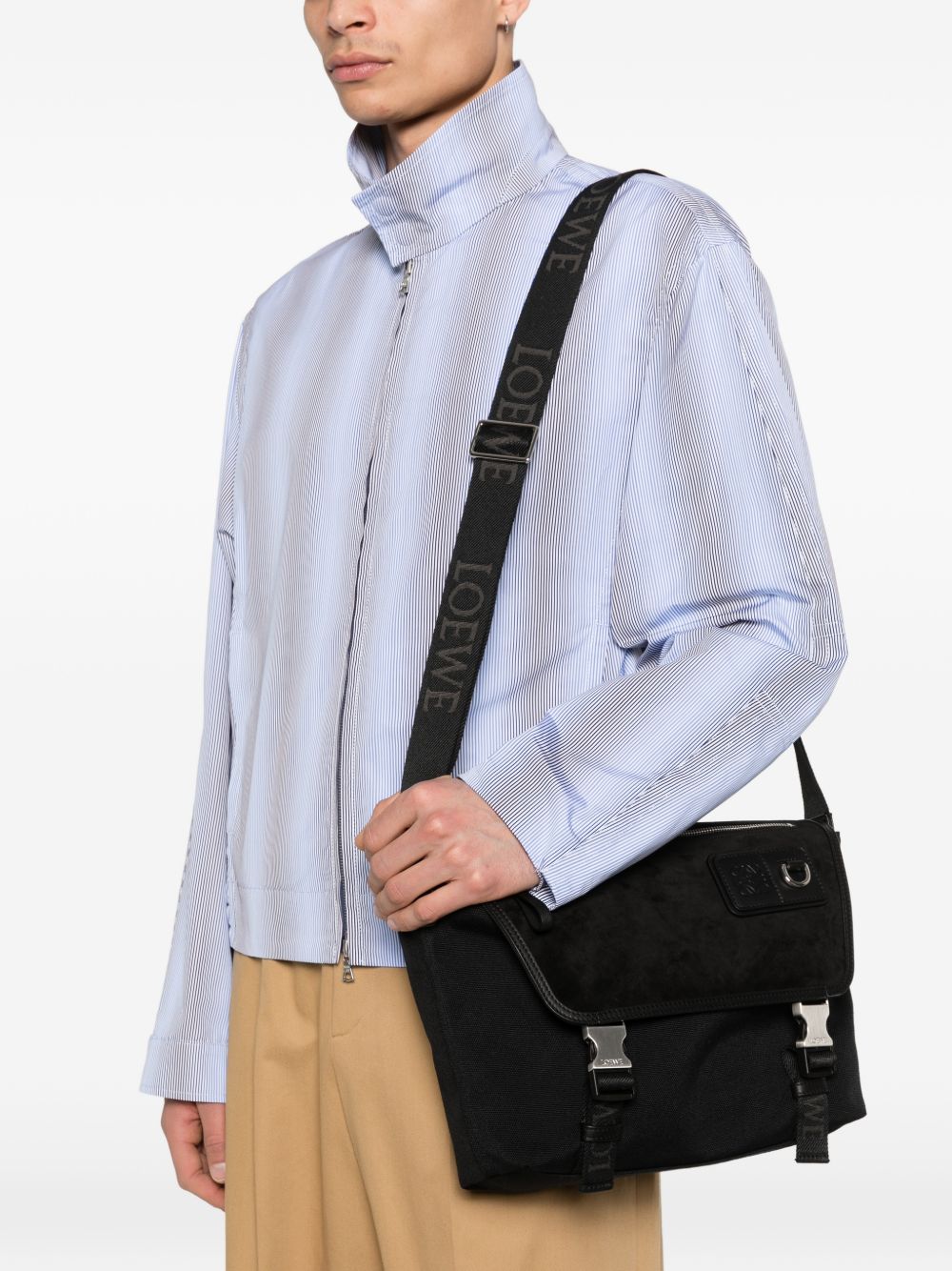 Loewe Men Flex Medium Canvas And Suede Crossbody Bag