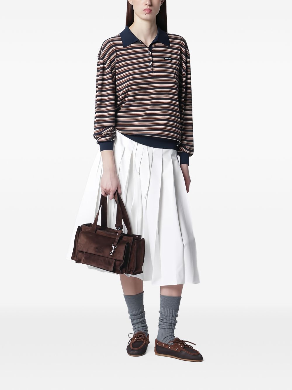 Miu Miu Women Utilitaire Suede Leather Tote Bag