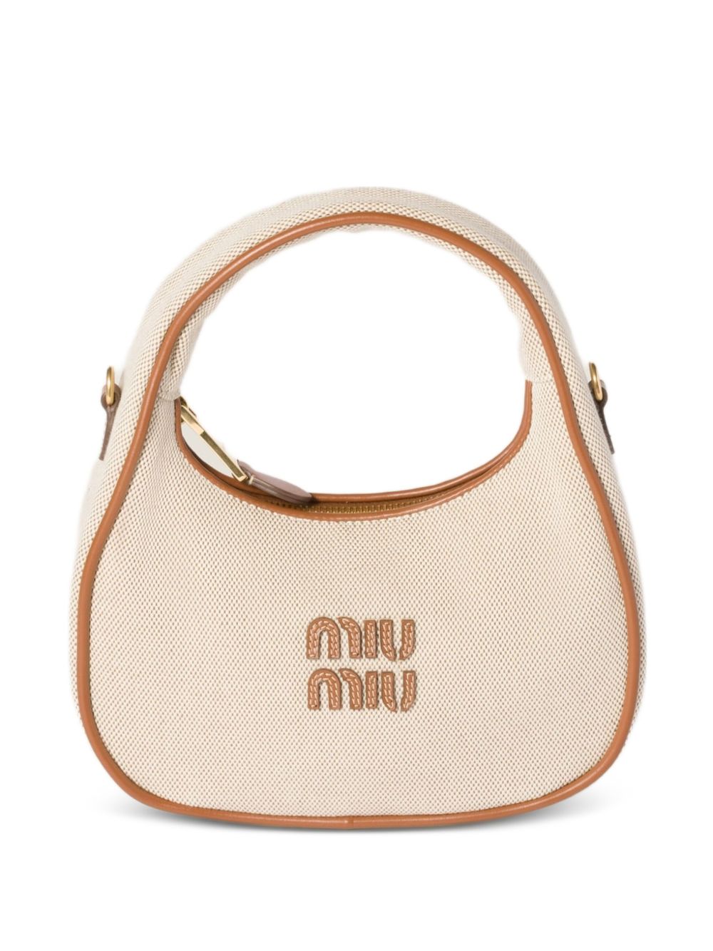 Miu Miu Women Wander Canvas And Leather Small Hobo Bag