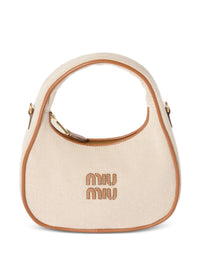 Miu Miu Women Wander Canvas And Leather Small Hobo Bag