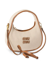Miu Miu Women Wander Canvas And Leather Small Hobo Bag