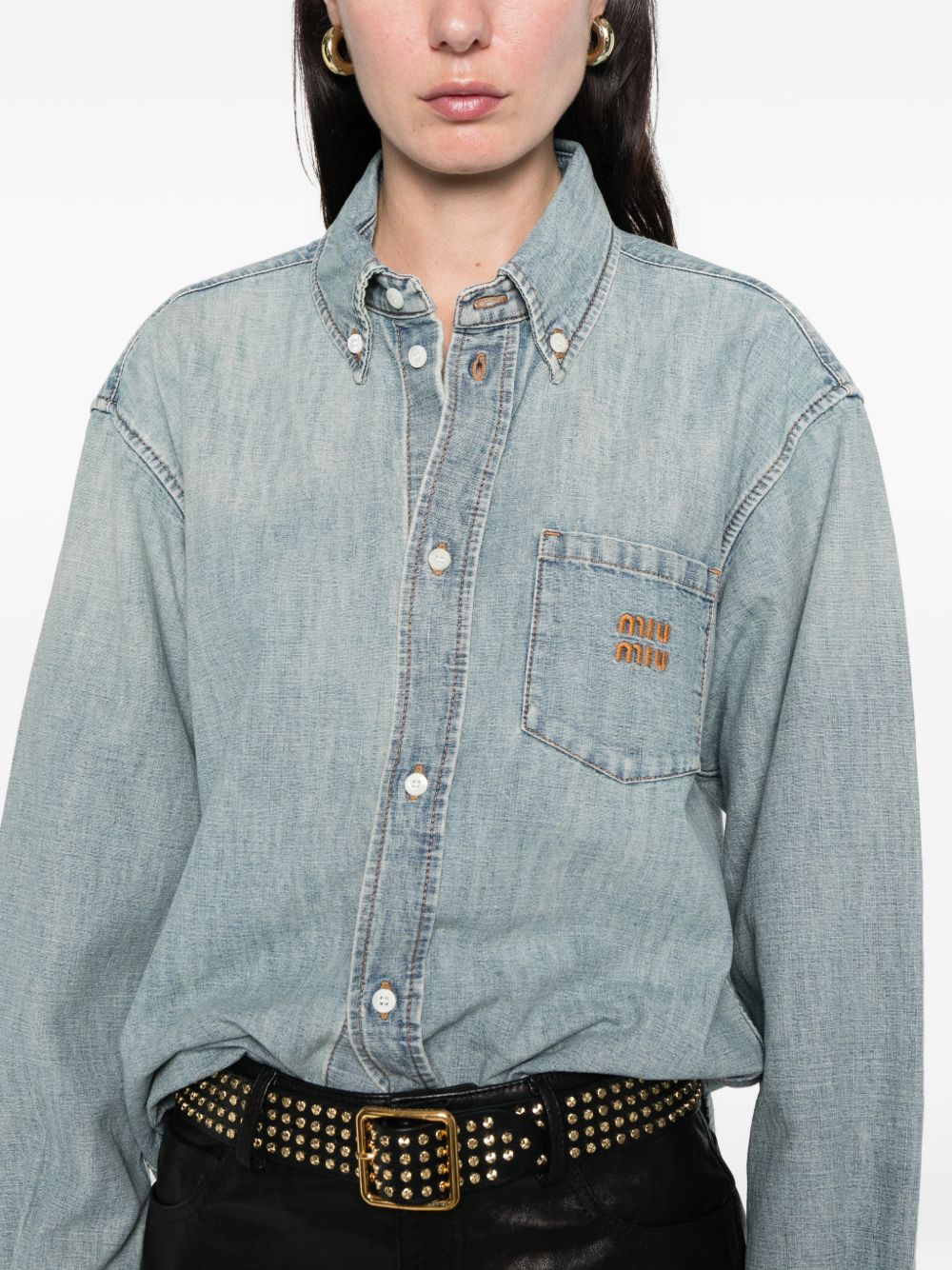 Miu Miu Women Denim Cotton Shirt