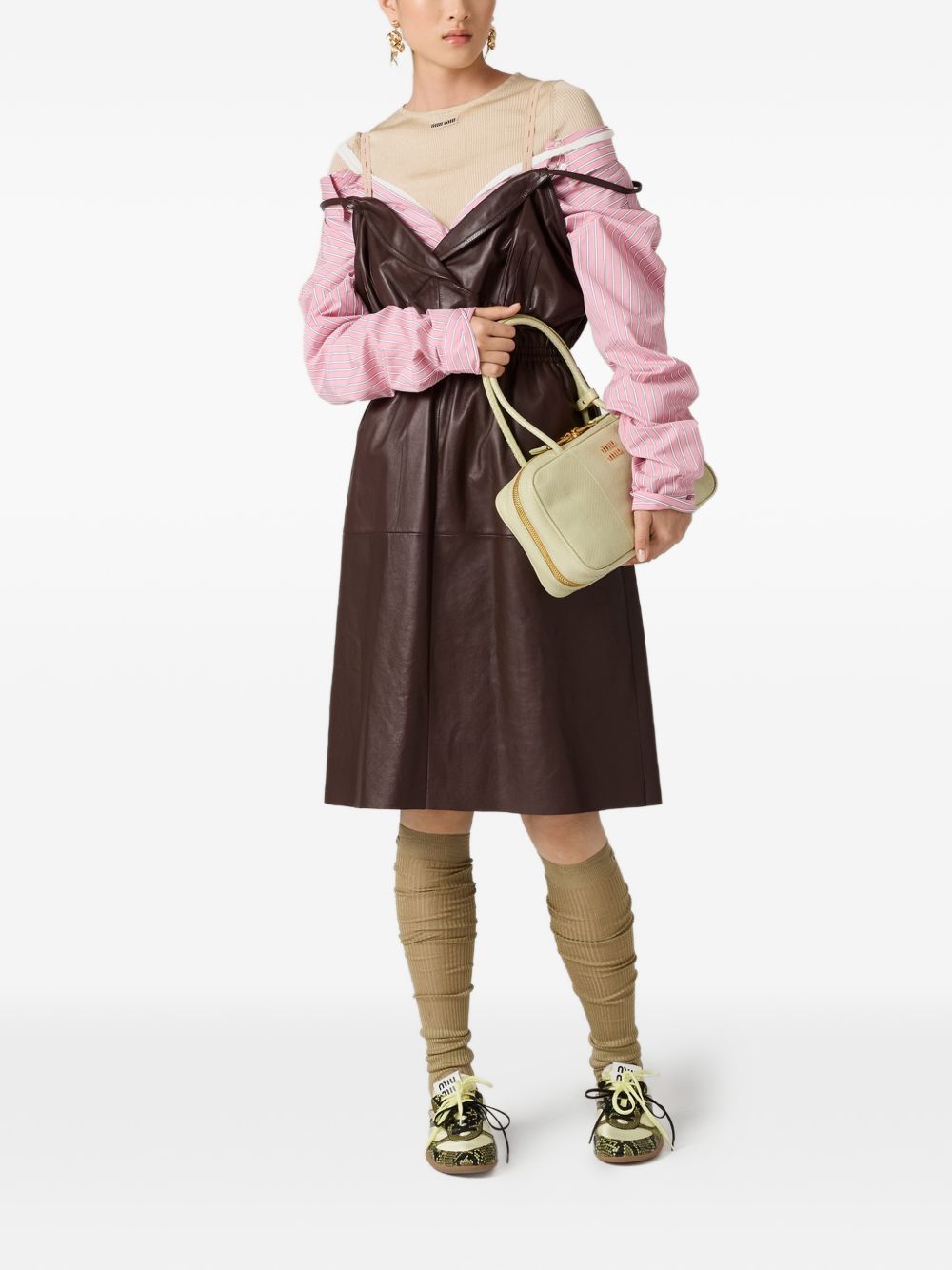 Miu Miu Women Striped Cotton Mini Dress