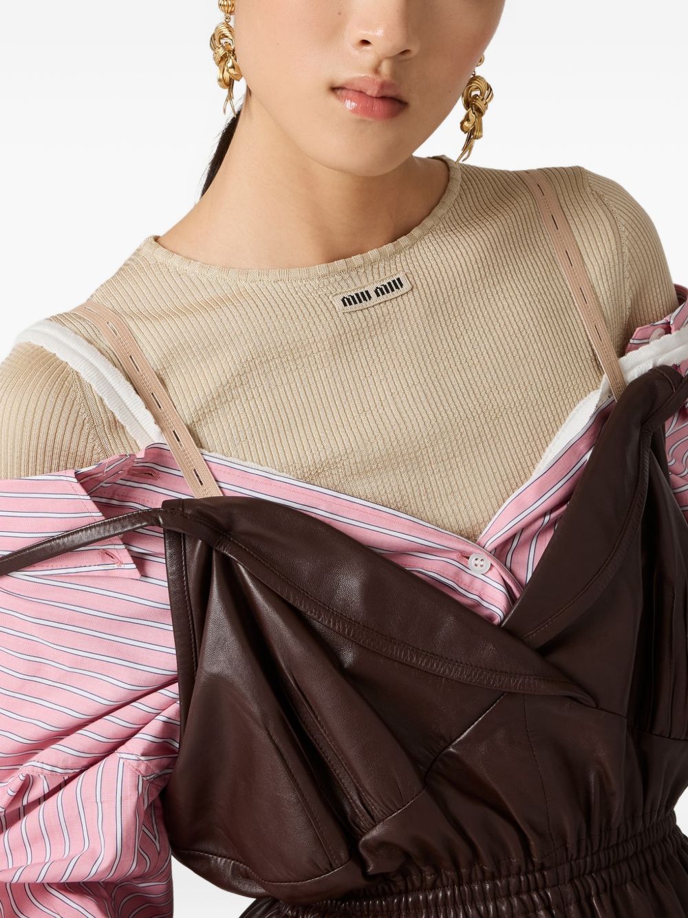 Miu Miu Women Striped Cotton Mini Dress