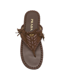 Prada Women Suede Leather Thong Sandals