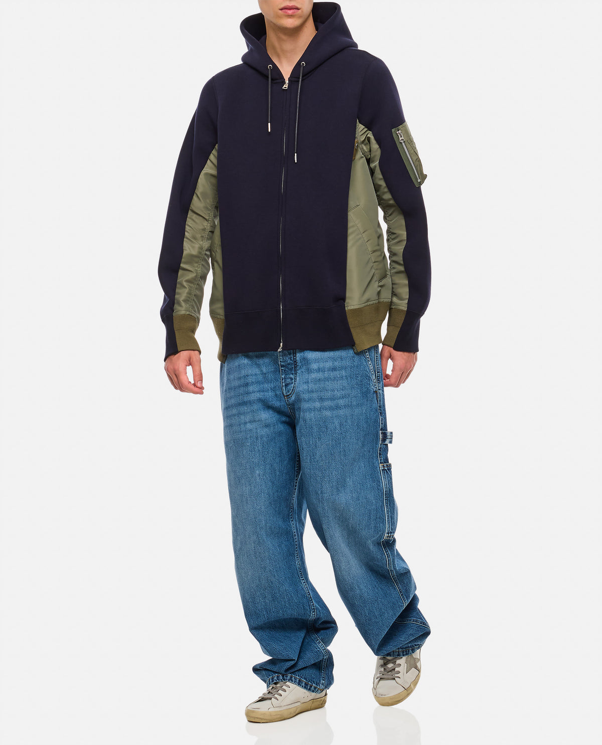 Sacai Men Sponge Sweat X Nylon Twill Hoodie