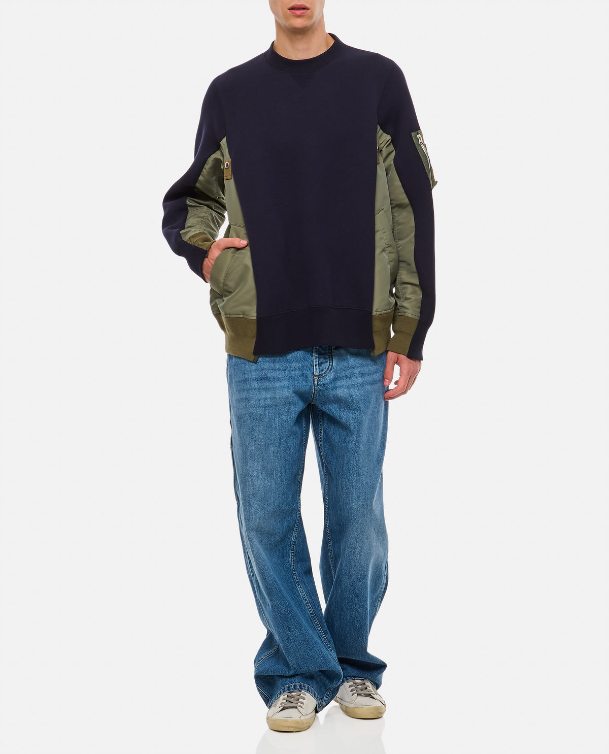 Sacai Men Sponge Sweat X Nylon Twill Pullover