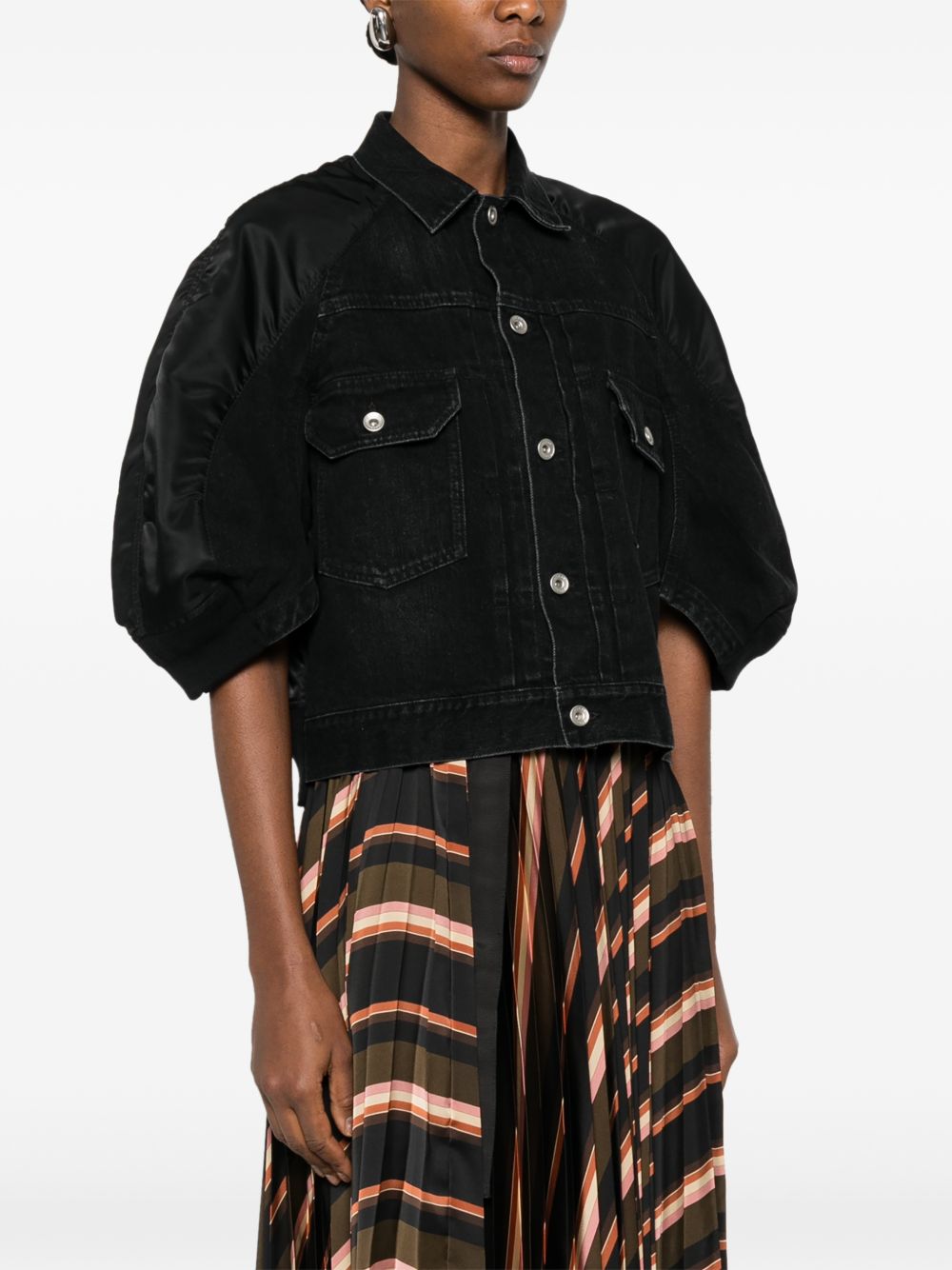 Sacai Women Nylon And Denim Jacket