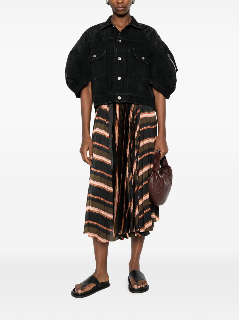 Sacai Women Nylon And Denim Jacket