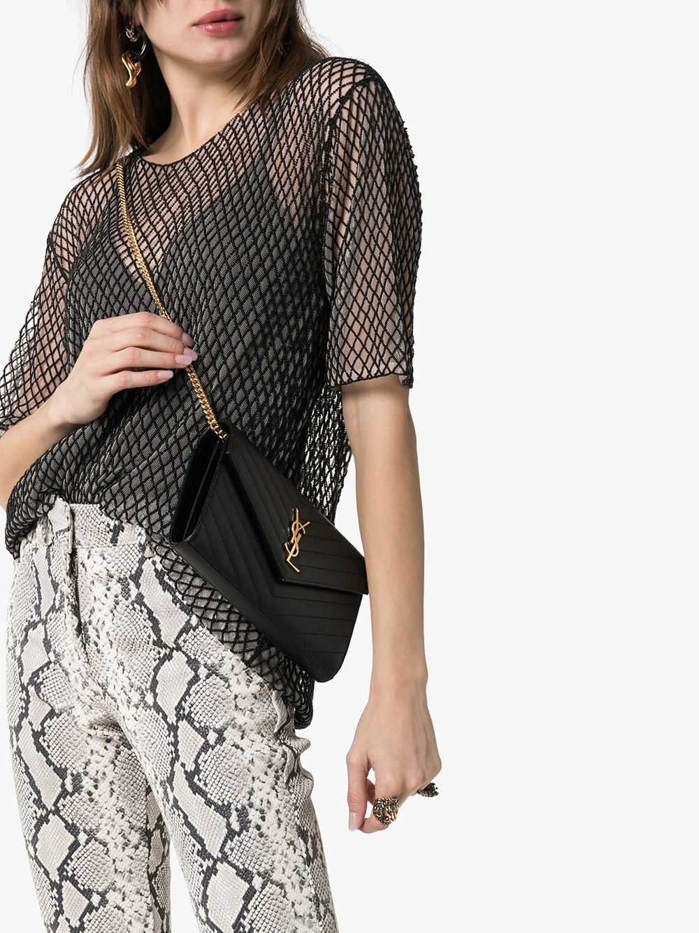 SAINT LAURENT Saint Laurent Women Cassandre Leather Wallet On Chain