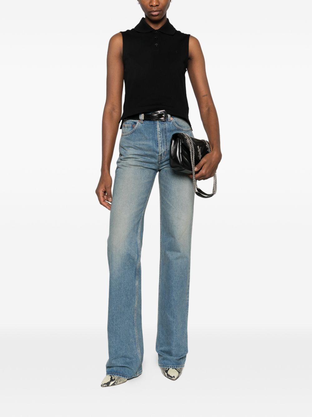 SAINT LAURENT Saint Laurent Women Cotton Sleeveless Polo Shirt