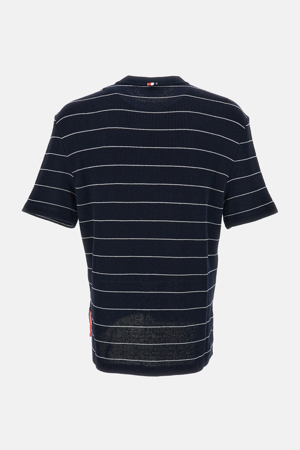 Thom Browne Men Short Sleeve Tee In Textured Stripe Waffle