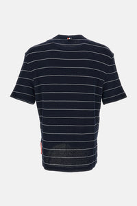 Thom Browne Men Short Sleeve Tee In Textured Stripe Waffle