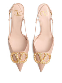 Valentino Garavani Women Vlogo Signature Leather Slingback Pumps