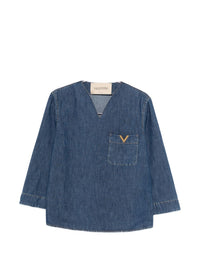 Valentino Women Vlogo Signature Denim Blouse