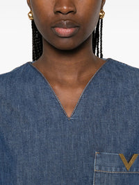Valentino Women Vlogo Signature Denim Blouse