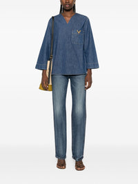 Valentino Women Vlogo Signature Denim Blouse