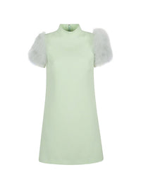Valentino Women Feathered Wool And Silk Dress