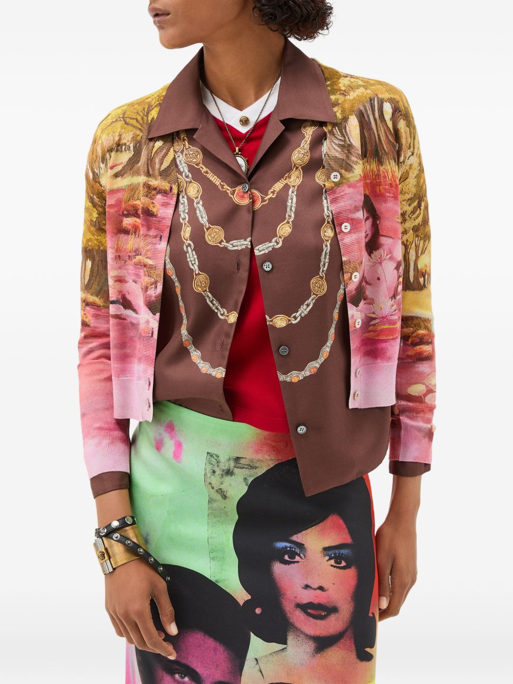 Versace Women Printed Silk Cardigan