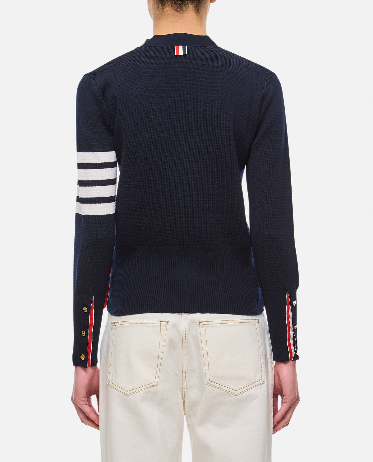 Thom Browne Women Milano Classic V Neck Fine Merino Wool Cardigan