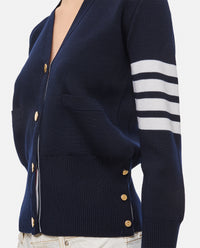 Thom Browne Women Milano Classic V Neck Fine Merino Wool Cardigan