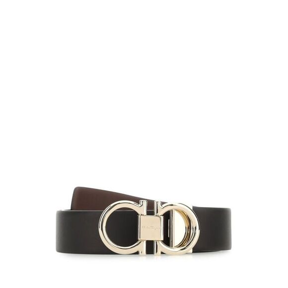SALVATORE FERRAGAMO Salvatore Ferragamo Men Black Leather Belt