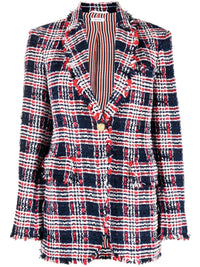 THOM BROWNE Thom Browne Women Frayed Single-Breasted Tweed Blazer
