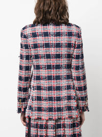 THOM BROWNE Thom Browne Women Frayed Single-Breasted Tweed Blazer