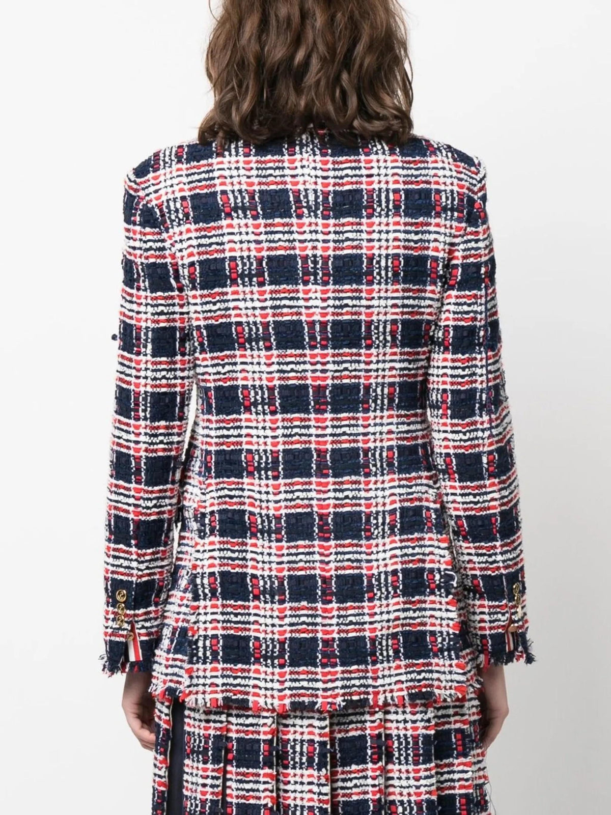 THOM BROWNE Thom Browne Women Frayed Single-Breasted Tweed Blazer