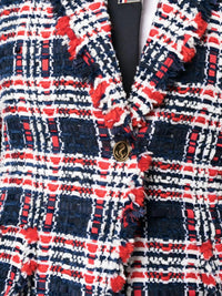 THOM BROWNE Thom Browne Women Frayed Single-Breasted Tweed Blazer