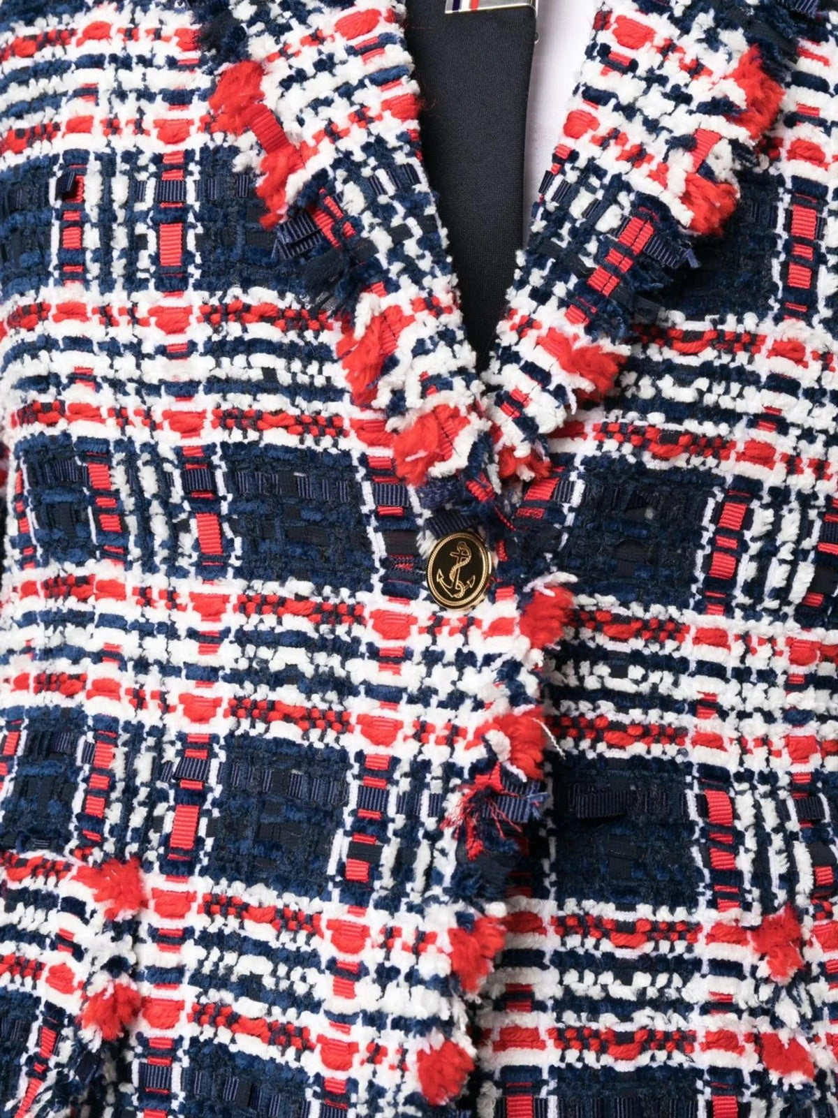THOM BROWNE Thom Browne Women Frayed Single-Breasted Tweed Blazer