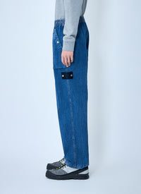 Stone Island Men Elasticated Denim Cargo Trousers
