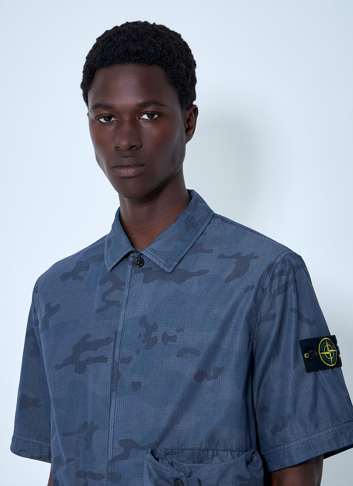 Stone Island Men Short-Sleeve Overshirt With Flap Pockets