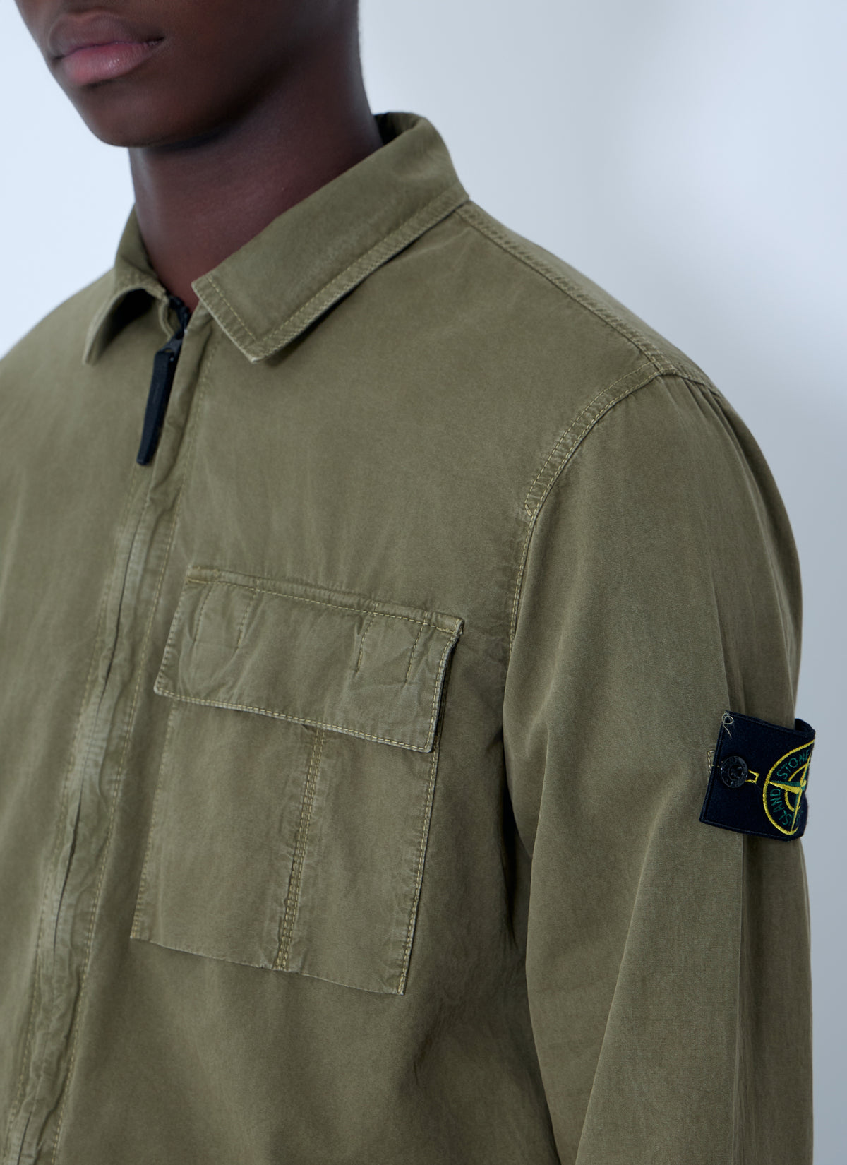 Stone Island Men Logo Patch Overshirt