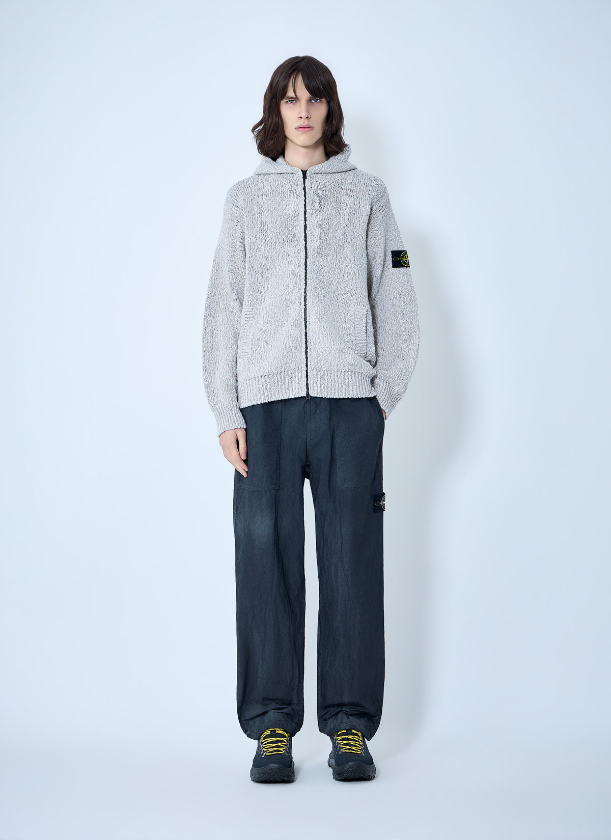 Stone Island Men Zip-Up Knit Hoodie