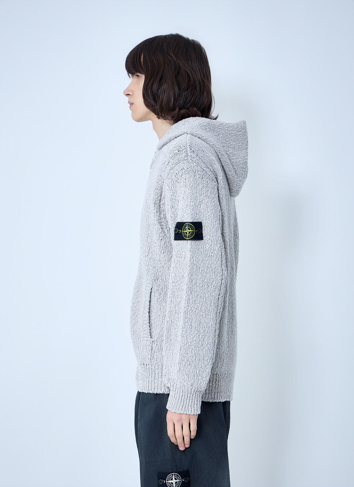 Stone Island Men Zip-Up Knit Hoodie