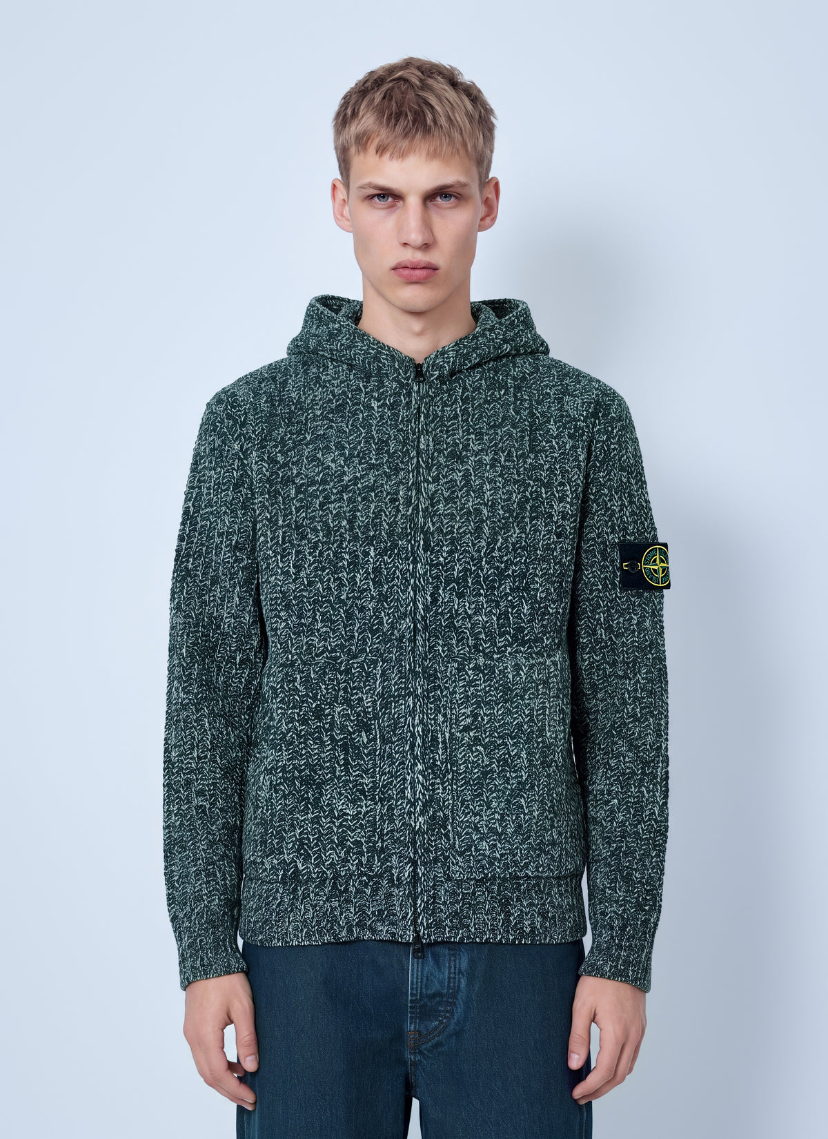 Stone Island Men Knit Zip-Up Hoodie