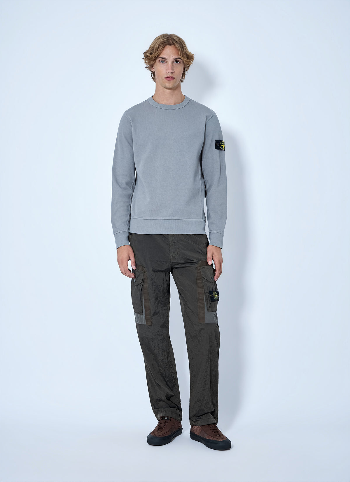 Stone Island Men Crewneck Sweatshirt With Sleeve Logo Patch