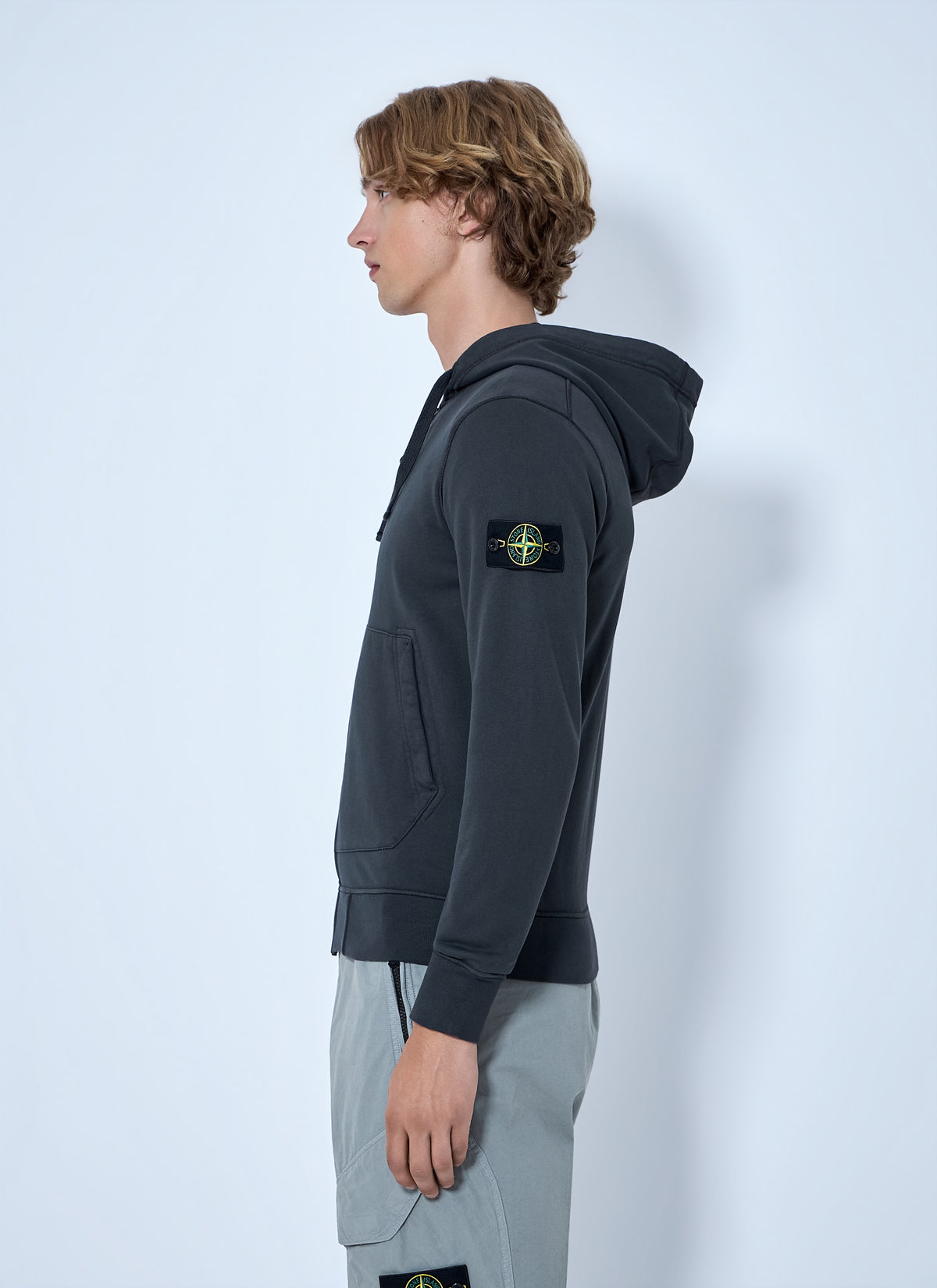 Stone Island Men Hooded Zip-Up Sweatshirt