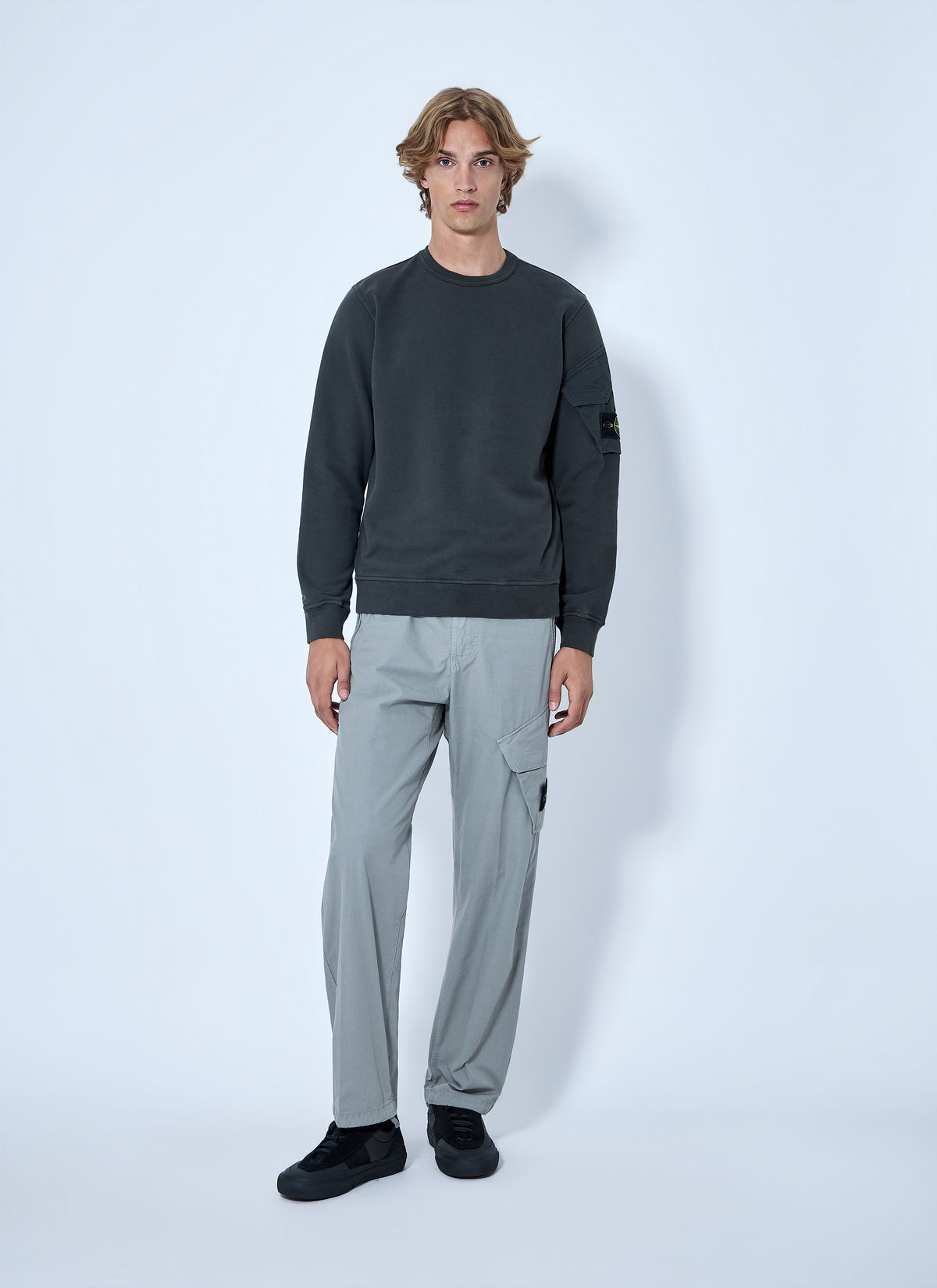 Stone Island Men Crewneck Sweatshirt With Sleeve Pocket
