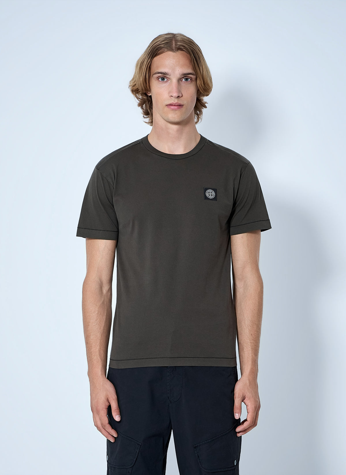 Stone Island Men Logo Motif Cotton T-Shirt
