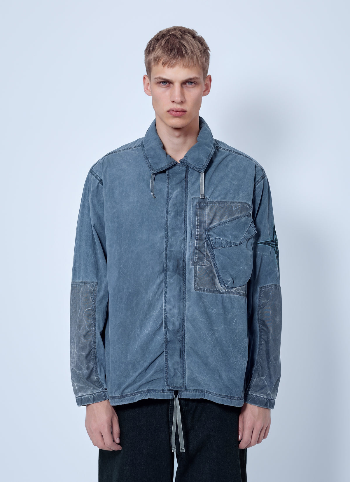 Stone Island Stone Island Men Washed Overshirt With Drawstring Hem