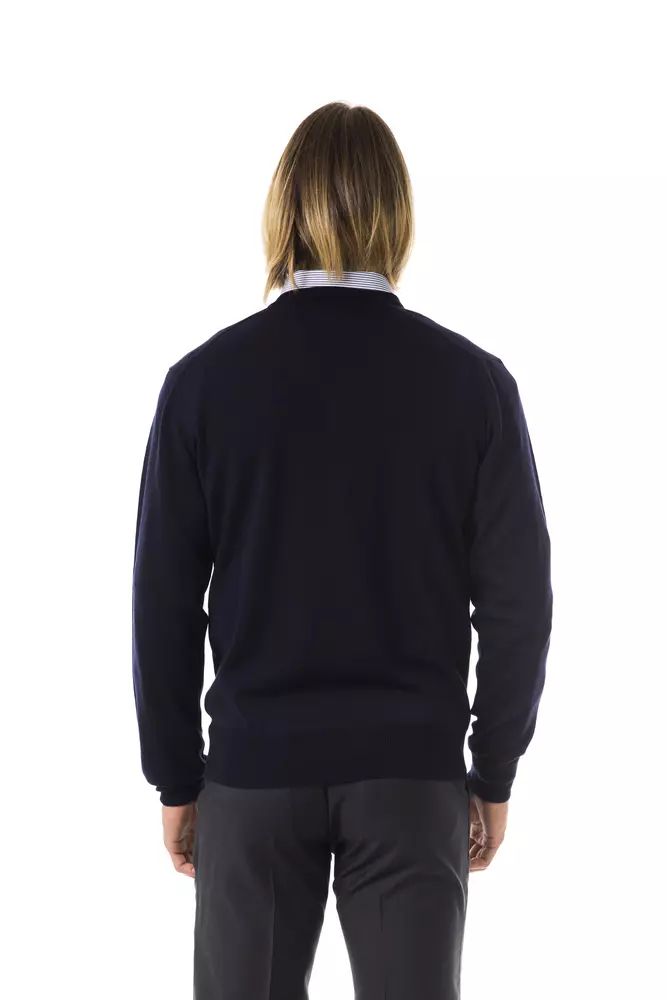Uominitaliani Blue Merino Wool Men Men's Sweater