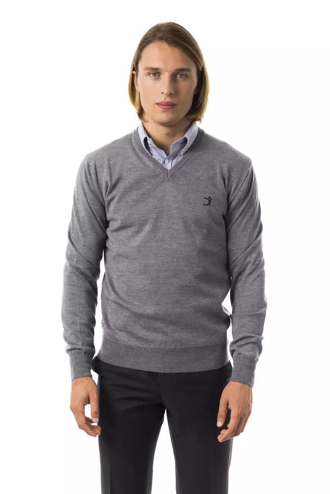 Uominitaliani Gray Merino Wool Men Men's Sweater