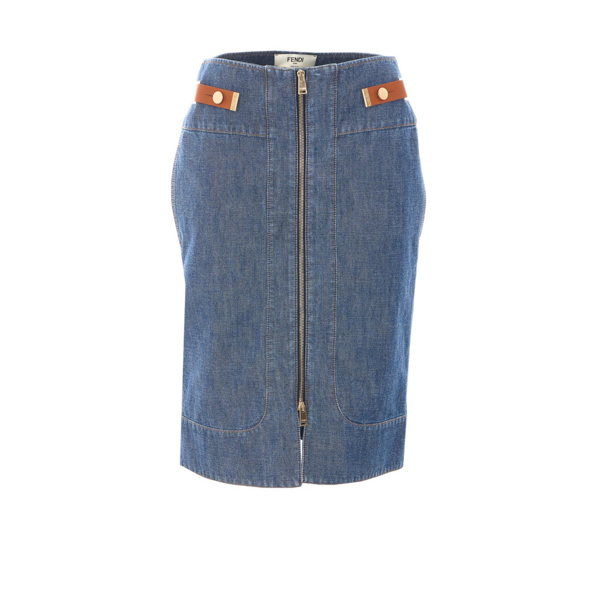 Fendi Fendi Women Straight Midi Denim Skirt