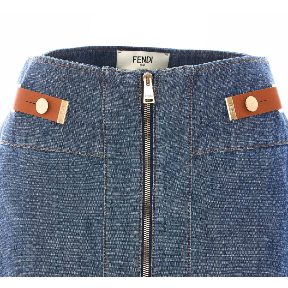 Fendi Fendi Women Straight Midi Denim Skirt