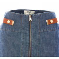 Fendi Fendi Women Straight Midi Denim Skirt