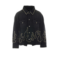 Amiri Amiri Men Studs Flames Trucker Jacket