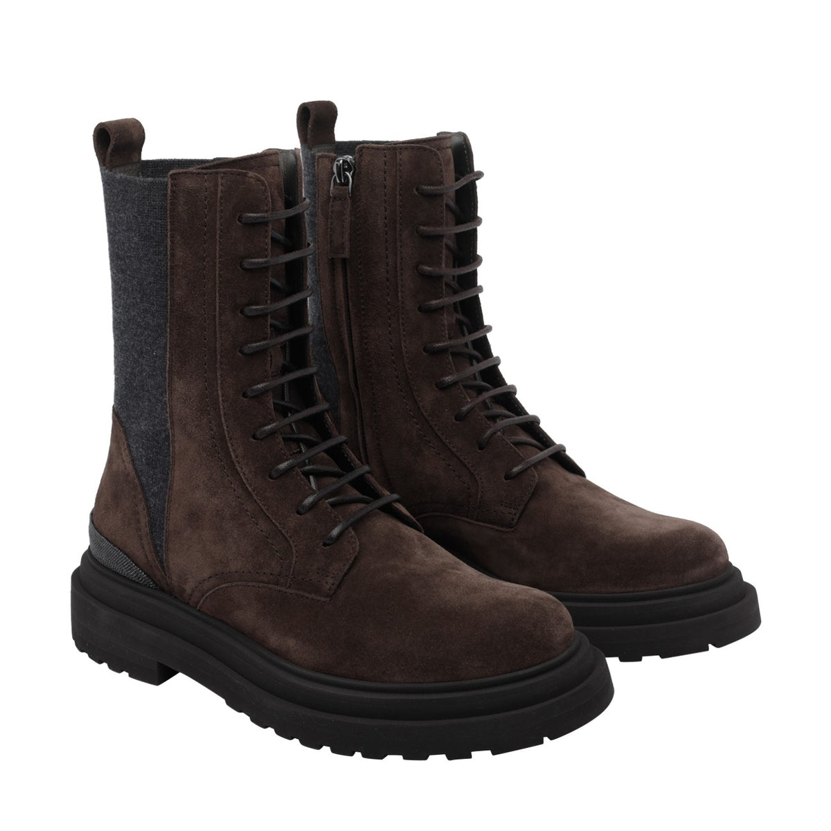 Brunello Cucinelli Brunello Cucinelli Women Suede And Wool Booties With Precious Detail